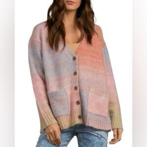 Elan Ombré Drop Shoulder VNeck Multicolor Cardigan Size Medium NWOT